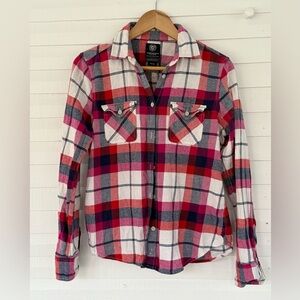 American Eagle Outfitters Red and White Plaid Shirt
